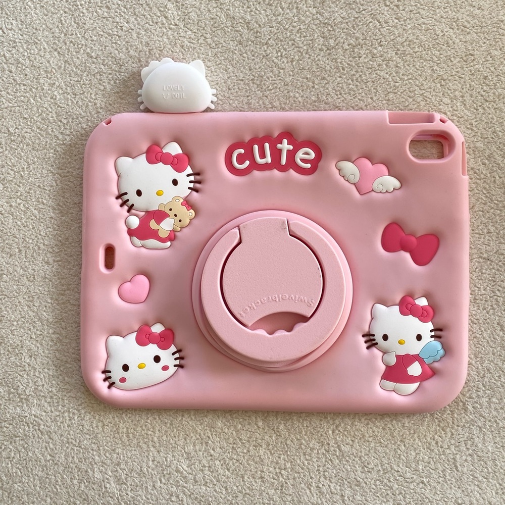 Pink Cute Hello Kitty Silicone Tablet Case with Stand